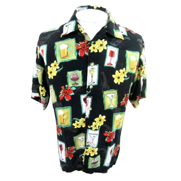 Blackwood vintage 1990s Men Hawaiian aloha shirt p2p 22" bartender cocktail luau - Picture 1 of 12